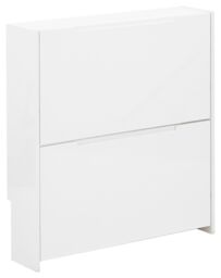 GFW Narrow High Gloss 2 Tier Shoe Cabinet in White - thumbnail 2