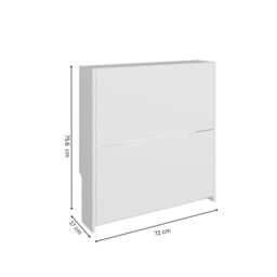GFW Narrow High Gloss 2 Tier Shoe Cabinet in White - thumbnail 7