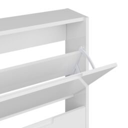 GFW Narrow High Gloss 2 Tier Shoe Cabinet in White - thumbnail 6