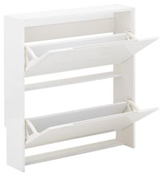 GFW Narrow High Gloss 2 Tier Shoe Cabinet in White - thumbnail 3