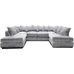 SNUG FURNITURE BIRMINGHAM LTD Ashton Chenille 6 Seater Scatter Back U Shaped Corner Sofa in Silver - thumbnail 1