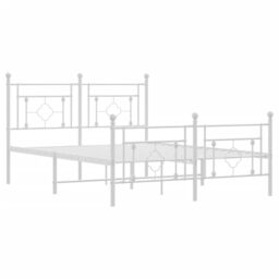 Berkfield Home Metal Bed Frame without Mattress with Footboard White 140x190cm - Size: 140x190 cm - thumbnail 4