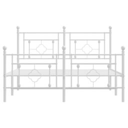 Berkfield Home Metal Bed Frame without Mattress with Footboard White 140x190cm - Size: 140x190 cm - thumbnail 5