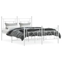 Berkfield Home Metal Bed Frame without Mattress with Footboard White 140x190cm - Size: 140x190 cm - thumbnail 3