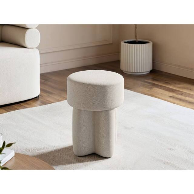 Solace+Co Astrid Fabric Pouffe in Beige - image 1