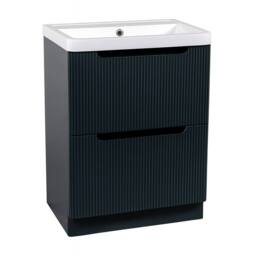 Bathroom Kingdom Monza Fluted Basin Vanity 600mm in Dark Navy