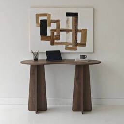 CALICOSY COMO Desk With Shaped Top, 120 Cm in Walnut - thumbnail 5