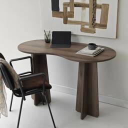 CALICOSY COMO Desk With Shaped Top, 120 Cm in Walnut - thumbnail 2