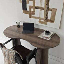 CALICOSY COMO Desk With Shaped Top, 120 Cm in Walnut - thumbnail 6