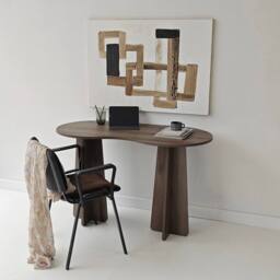 CALICOSY COMO Desk With Shaped Top, 120 Cm in Walnut - thumbnail 4