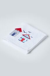 Homescapes White & Blue Beach Hut Towel - Size: Bath Sheet - thumbnail 2