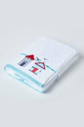 Homescapes White & Blue Beach Hut Towel - Size: Bath Sheet - thumbnail 5