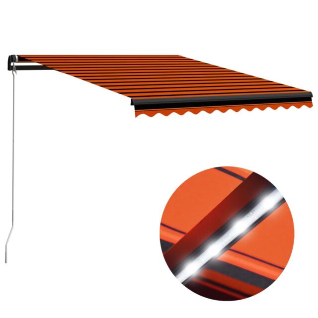 Berkfield Home Manual Retractable Awning with LED 350x250 cm Orange & Brown - image 1