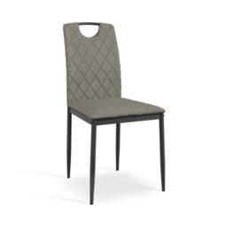More4Homes Malvern Round Dining Table & Chairs - Black Table Top w Solid Oak Legs + Monza Fabric Dining Chair Set Of 4 in Grey - thumbnail 6