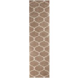 THE RUGS Soft Trellis Shaggy Rugs & Runners Beige & Ivory Living Room - Size: 120 cm diameter - thumbnail 8