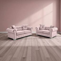 SNUG FURNITURE BIRMINGHAM LTD Roma Chesterfield 3+2 Sofa Set in Pink - thumbnail 2