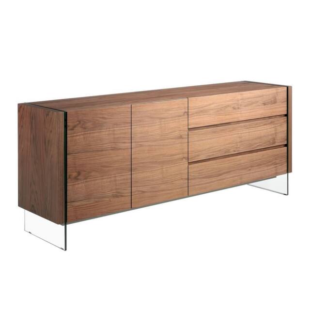Angel Cerda Walnut Veneer Sideboard with Tempered Glass Legs in Brown - image 1