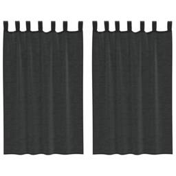 Berkfield Home Voile Curtains with Tab Top 2 pcs Black - thumbnail 3
