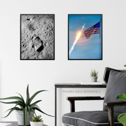 Artery8 Pack of 4 NASA Spaceship Apollo 11 Mission Moon Landing 50th Anniversary Astronaut Aldrin Armstrong Bootprint Unframed Wall Art Living Room - thumbnail 6