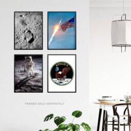 Artery8 Pack of 4 NASA Spaceship Apollo 11 Mission Moon Landing 50th Anniversary Astronaut Aldrin Armstrong Bootprint Unframed Wall Art Living Room - thumbnail 3
