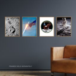 Artery8 Pack of 4 NASA Spaceship Apollo 11 Mission Moon Landing 50th Anniversary Astronaut Aldrin Armstrong Bootprint Unframed Wall Art Living Room - thumbnail 2