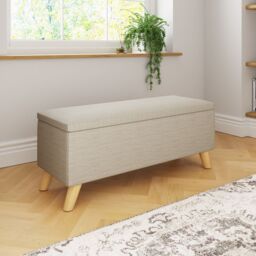 GFW Secreto Fabric Storage Ottoman Bench in Natural - thumbnail 3