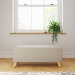 GFW Secreto Fabric Storage Ottoman Bench in Natural - thumbnail 4