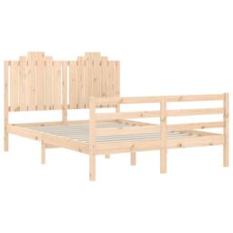 Berkfield Home Bed Frame with Headboard Double Solid Wood in Brown - thumbnail 5