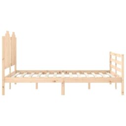 Berkfield Home Bed Frame with Headboard Double Solid Wood in Brown - thumbnail 6