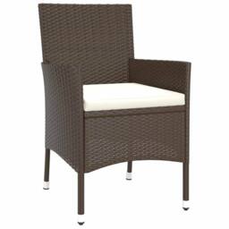 Berkfield Home 9 Piece Garden Dining Set with Cushions Brown Poly Rattan - thumbnail 4