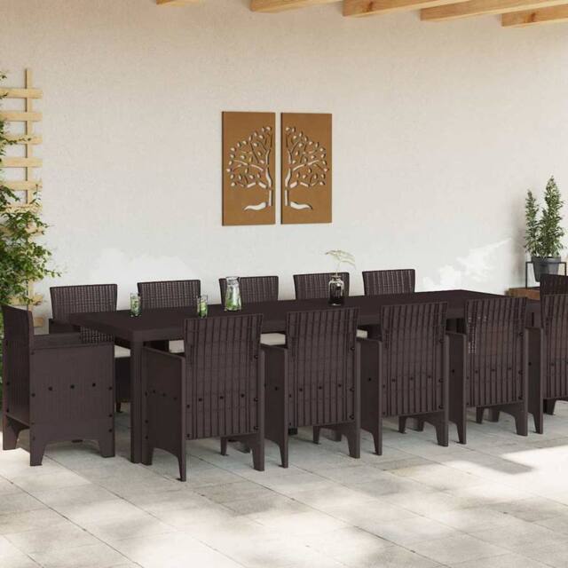 Berkfield Home Modern 13 Piece Garden Dining Set with Cushions Brown Poly Rattan - image 1