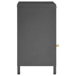 Berkfield Home Nightstand Anthracite 40x30x54.5 cm Steel & Glass in Charcoal - thumbnail 4