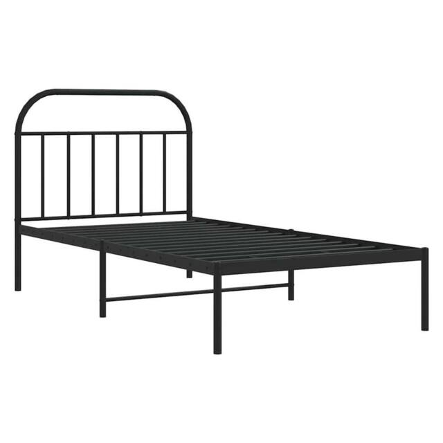 Berkfield Home Metal Bed Frame with Headboard Black 100x200 cm - image 1