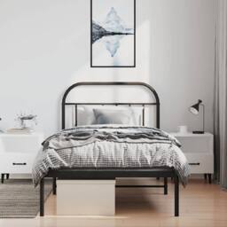 Berkfield Home Metal Bed Frame with Headboard Black 100x200 cm - thumbnail 4