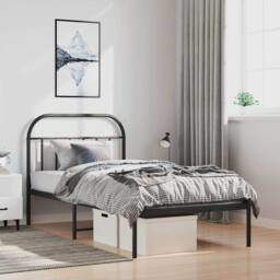 Berkfield Home Metal Bed Frame with Headboard Black 100x200 cm - thumbnail 2