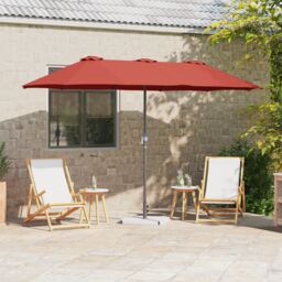 Berkfield Home Garden Parasol Folding Terracotta 380 x 196 x 235 cm - thumbnail 1