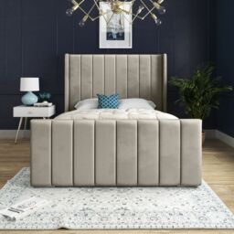 DS Living Oxford Upholstered Soft Touch Plush Cream Velvet Bed Frame in Beige - Size: Small Double - thumbnail 3