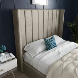 DS Living Oxford Upholstered Soft Touch Plush Cream Velvet Bed Frame in Beige - Size: Small Double - thumbnail 2
