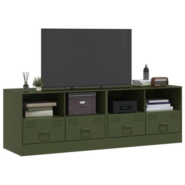 Berkfield Home TV Cabinets 2 pcs Olive Green 67x39x44 cm Steel - Size: 67 x 39 x 44 cm - image 1