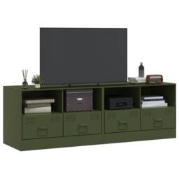 Berkfield Home TV Cabinets 2 pcs Olive Green 67x39x44 cm Steel - Size: 67 x 39 x 44 cm