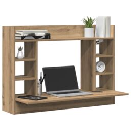 Berkfield Home Wall-Mounted Desk Artisan Oak 105x48x75 cm Engineered Wood in Brown - Size: 105 x 48 x 75 cm - thumbnail 3