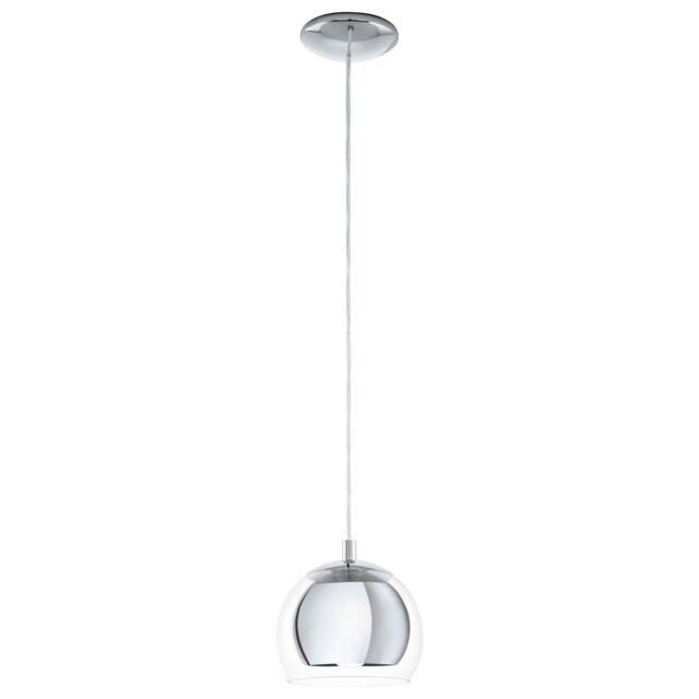 Loops Pendant Ceiling Light Colour Chrome Plated Shade Clear Glass Bulb E27 1x40W - image 1