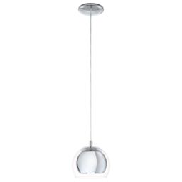 Loops Pendant Ceiling Light Colour Chrome Plated Shade Clear Glass Bulb E27 1x40W - thumbnail 1