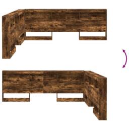 Berkfield Home Storage Headboard with Shelf Smoked oak 180 cm Engineered wood in Brown - thumbnail 9