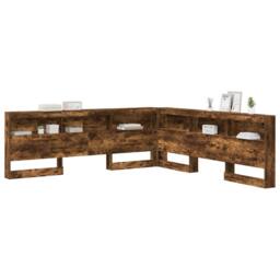 Berkfield Home Storage Headboard with Shelf Smoked oak 180 cm Engineered wood in Brown - thumbnail 3