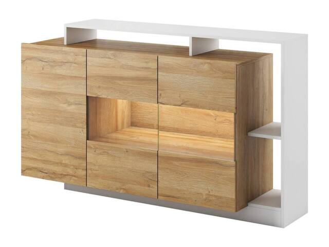 Vente-unique 3 - Door Sideboard With 3 Shelves & Leds - Colours: Natural and in Light Oak - image 1