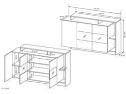 Vente-unique 3 - Door Sideboard With 3 Shelves & Leds - Colours: Natural and in Light Oak - thumbnail 7