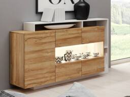 Vente-unique 3 - Door Sideboard With 3 Shelves & Leds - Colours: Natural and in Light Oak - thumbnail 4
