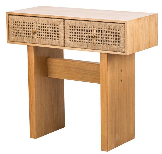 Nordlys Scandinavian Wooden Console Table with 2 Drawers in Brown - image 1