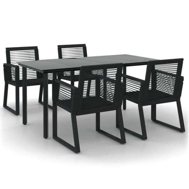 Berkfield Home 5 Piece Garden Dining Set Black PVC Rattan - image 1